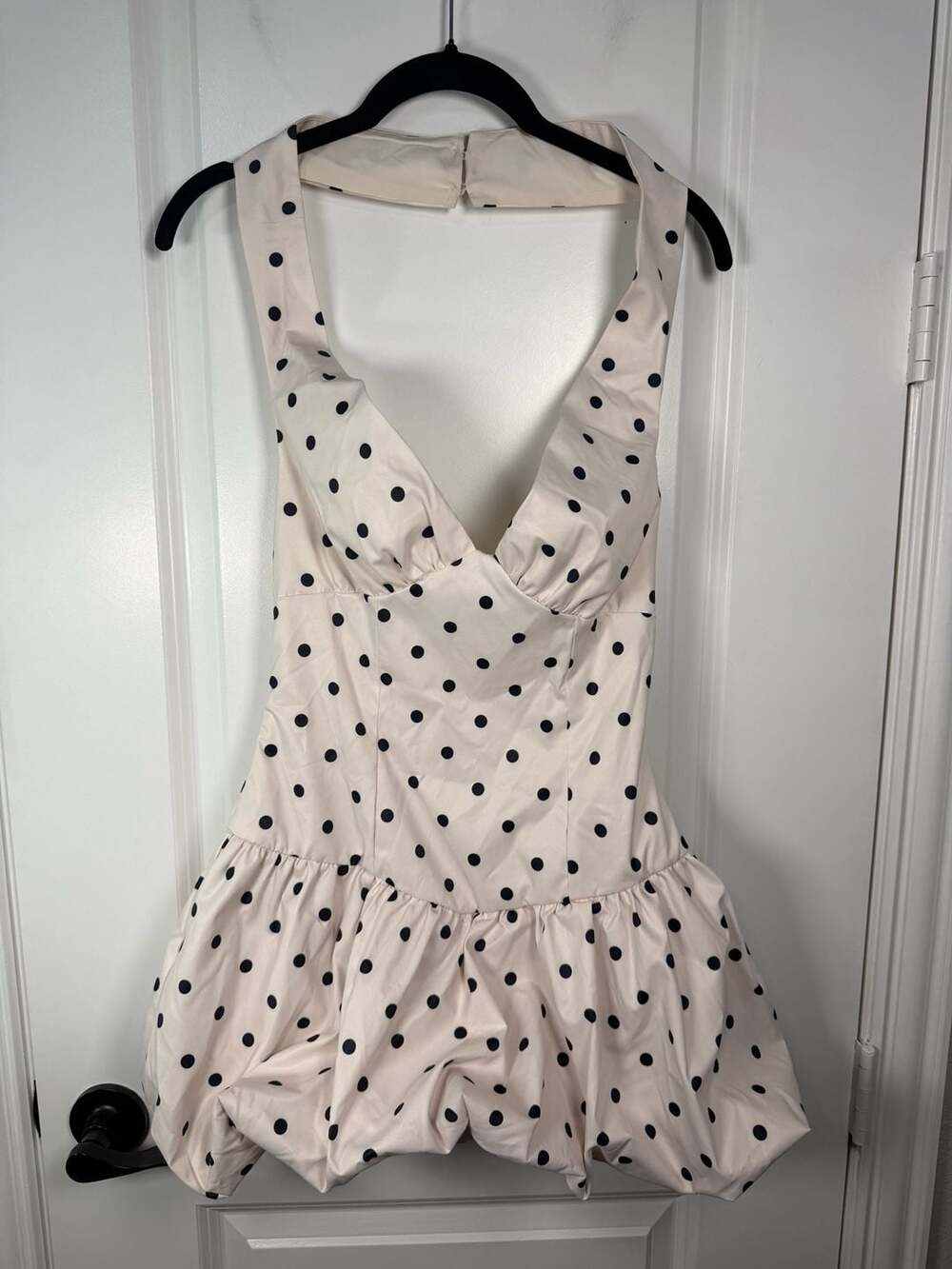 White Fox The Moment I Met You Mini Dress Cream Black Polka Dot XS